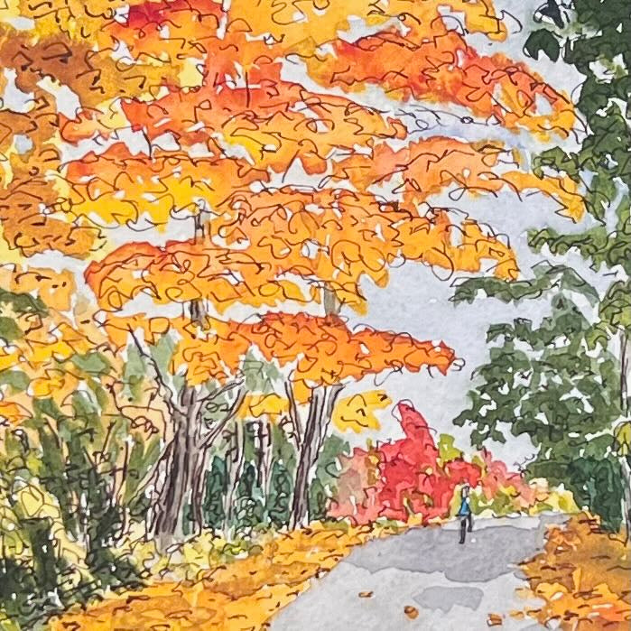 Fall Bike Path - 8x8 Print