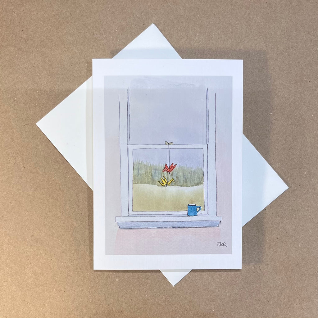 Peace Cranes in a Window - Holiday Card 10-pack