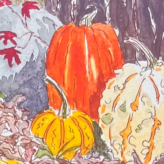 Pumpkins in the Leaves - Art Card - 5x7 Print