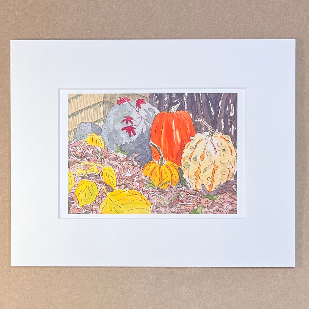 Pumpkins in the Leaves - Art Card - 5x7 Print