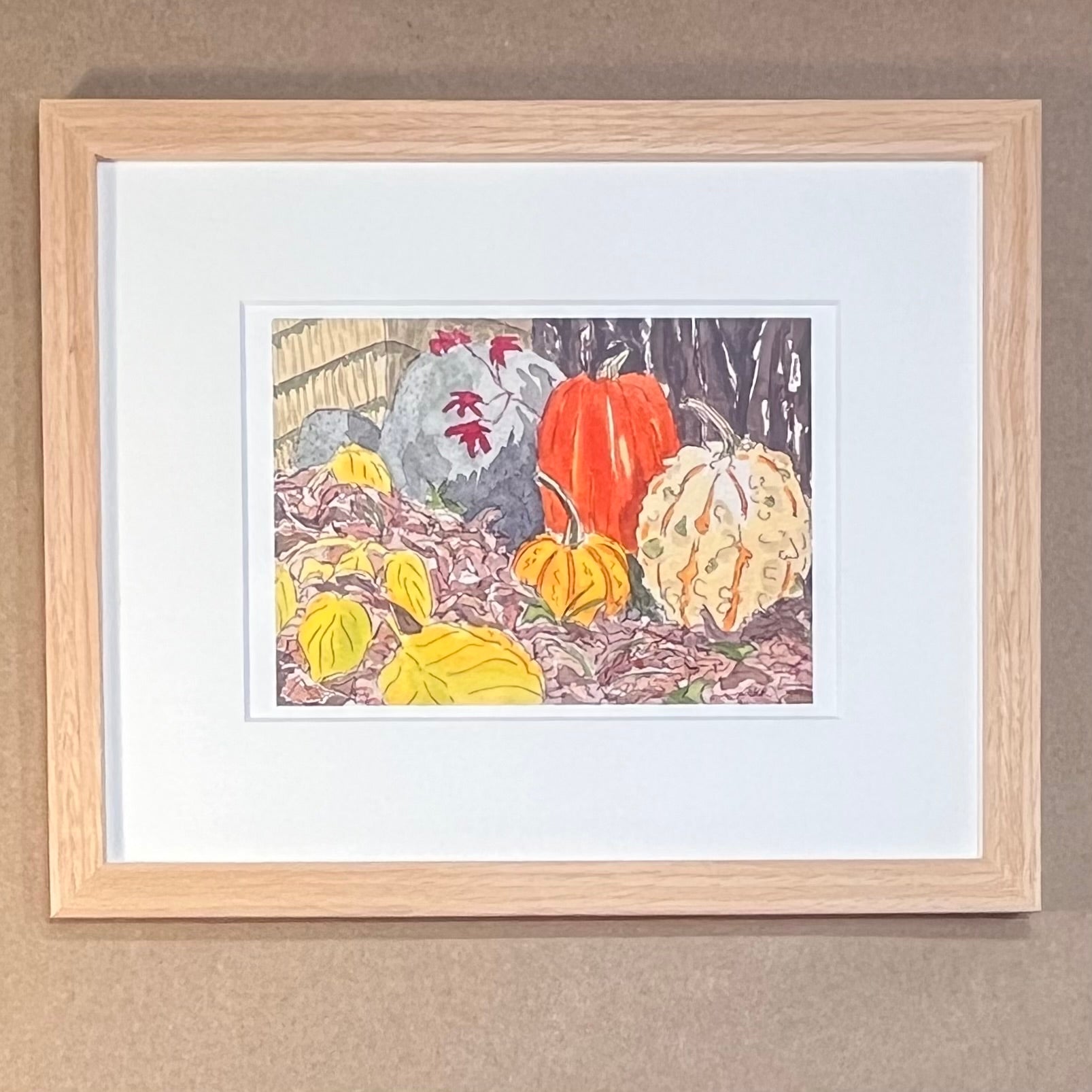 Pumpkins in the Leaves - Art Card - 5x7 Print